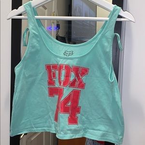 blue green cropped top